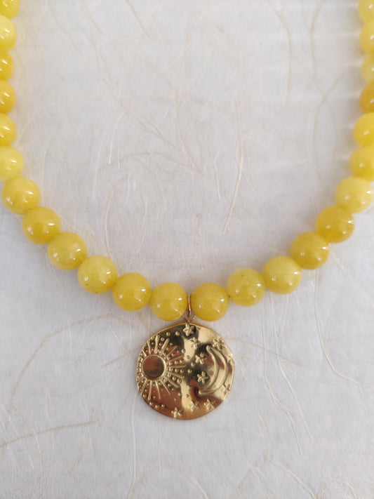 The Lunar Necklace - Yellow Chalcedony