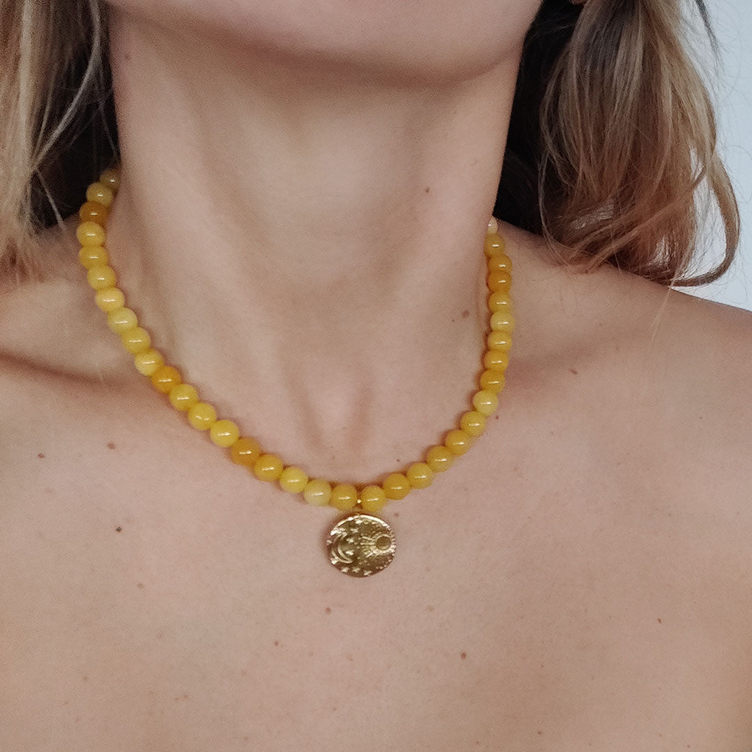 The Lunar Necklace - Yellow Chalcedony