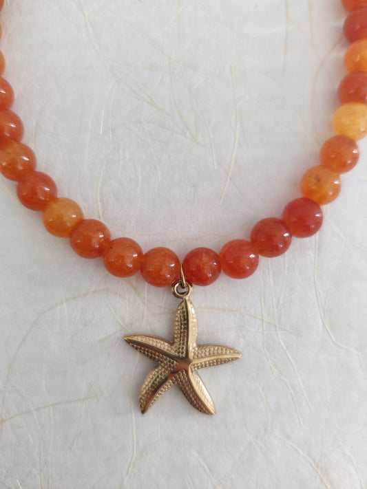 The Sea Star Necklace - Orange Jade