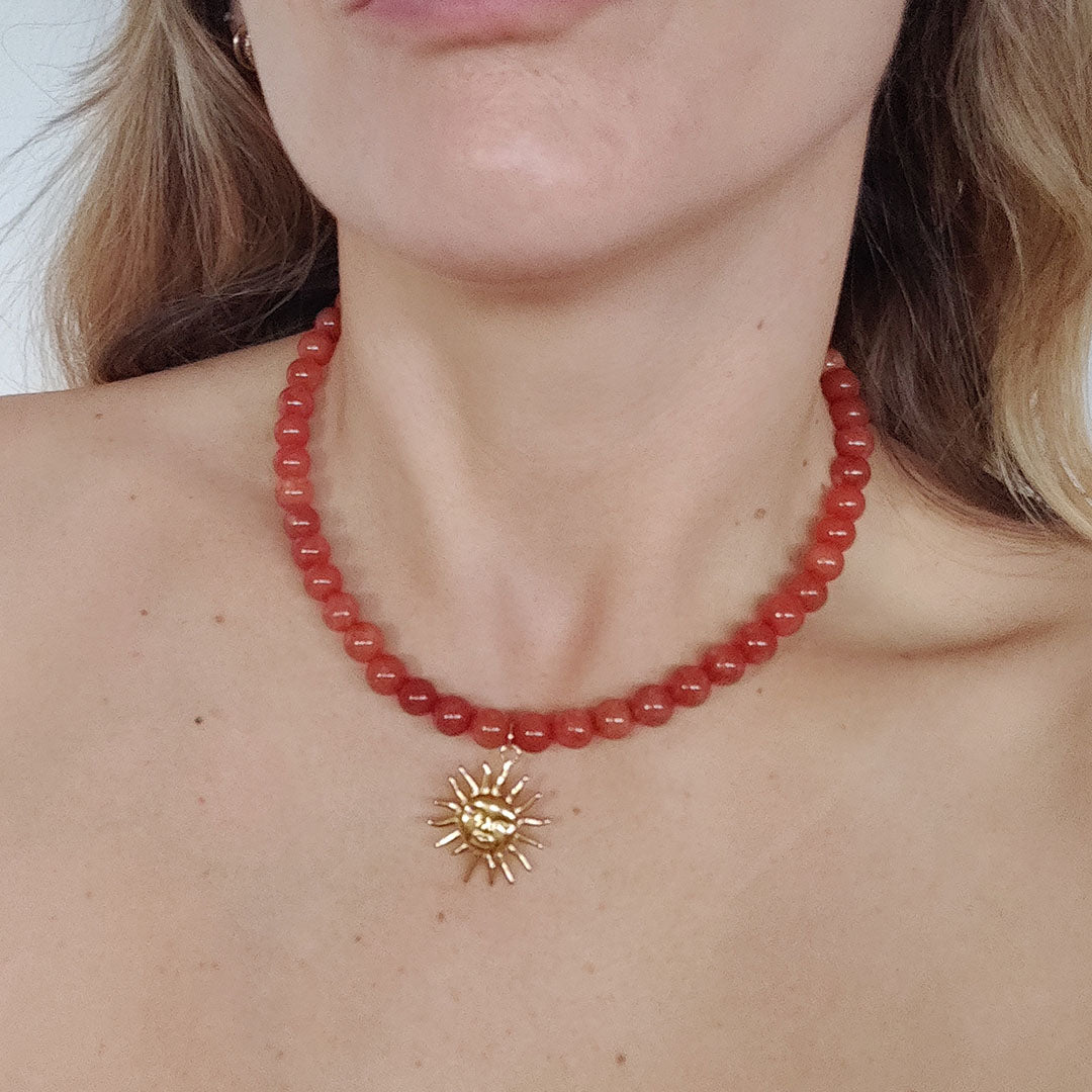 The Sol Necklace - Red Chalcedony